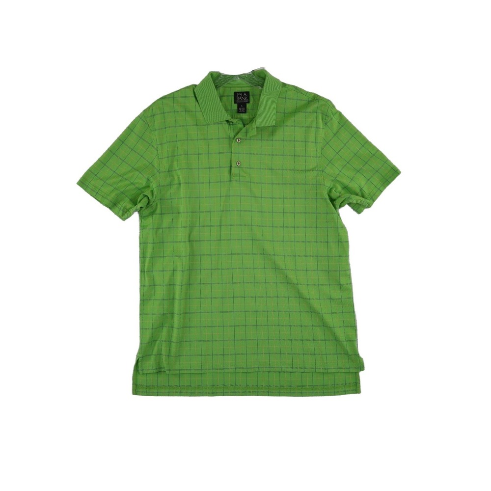 Jos. A. Bank Polo Shirt Men's Size XL Classic Coll Green Graph Check 100% Cotton